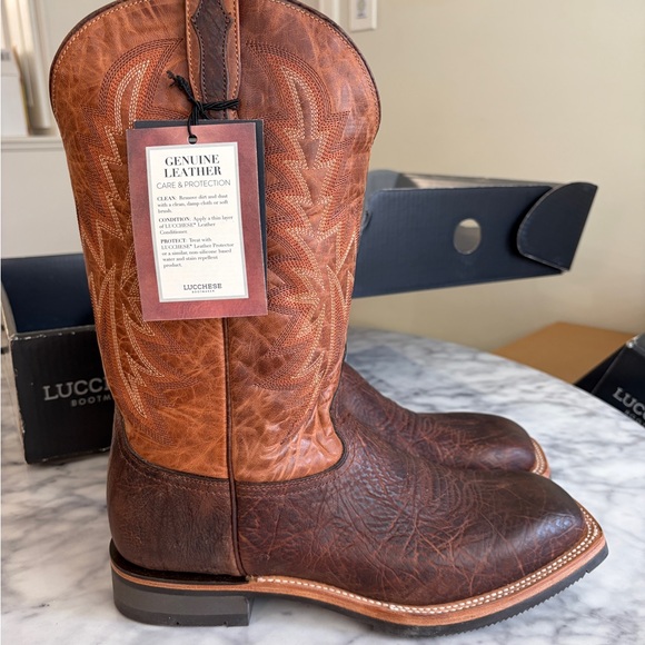 Lucchese Men’s Rudy Boots chocolate/peanut New in box never worn - Picture 4 of 7